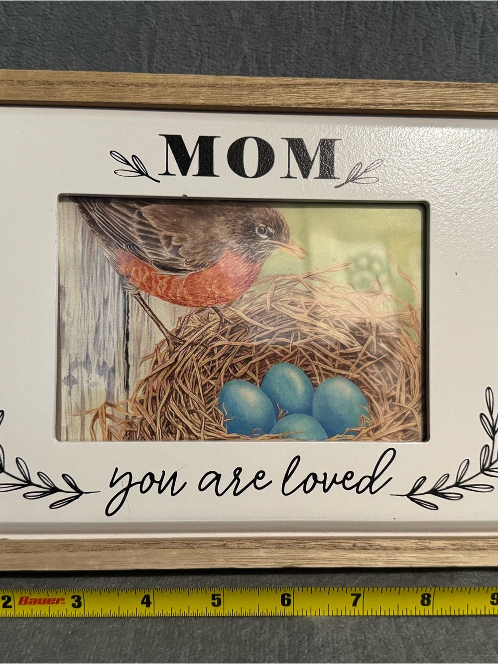Mom You Are Loved White & Wood Photo Frame